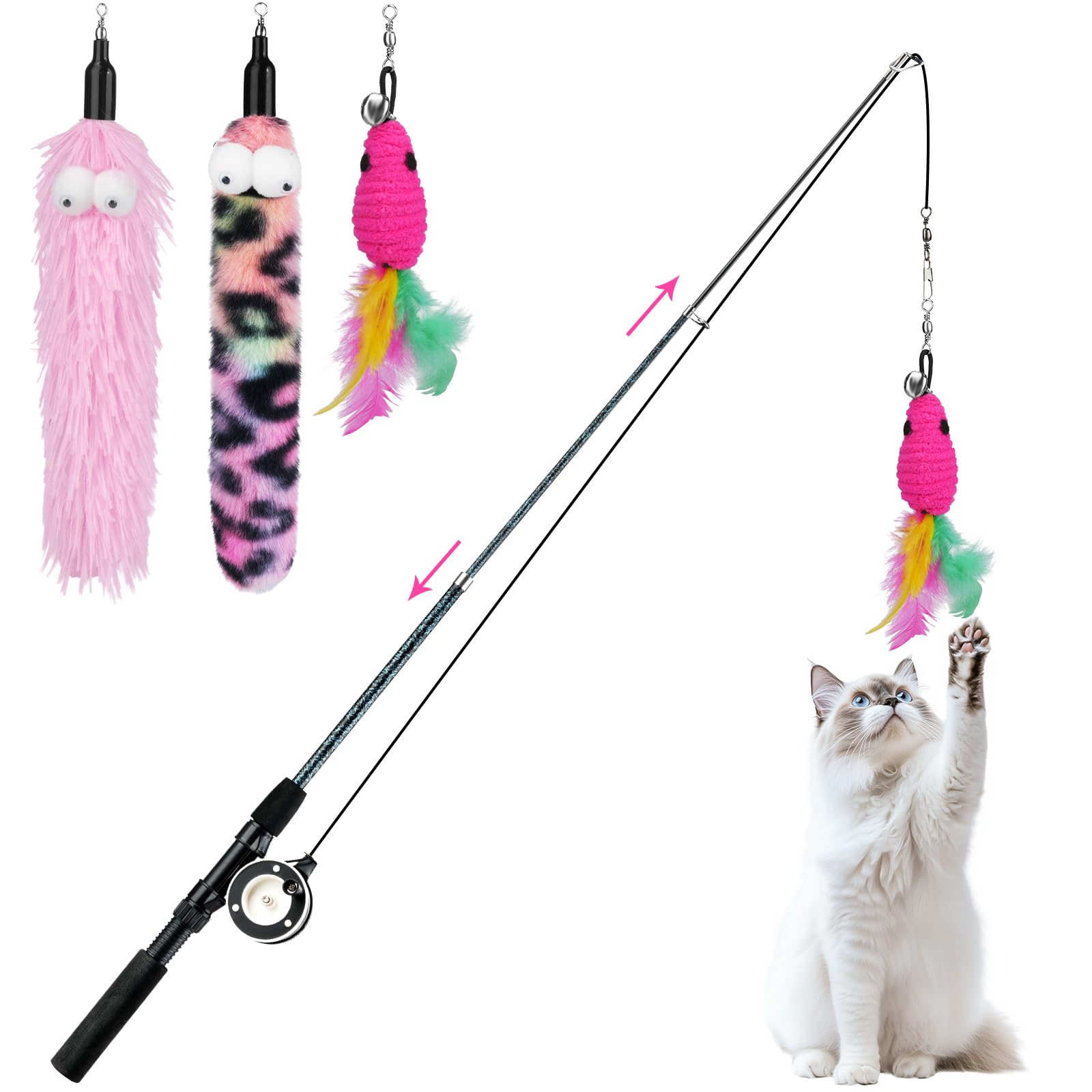 Amazon | Pawaboo キャットティーザーワンドトイ、猫釣りポールトイ
